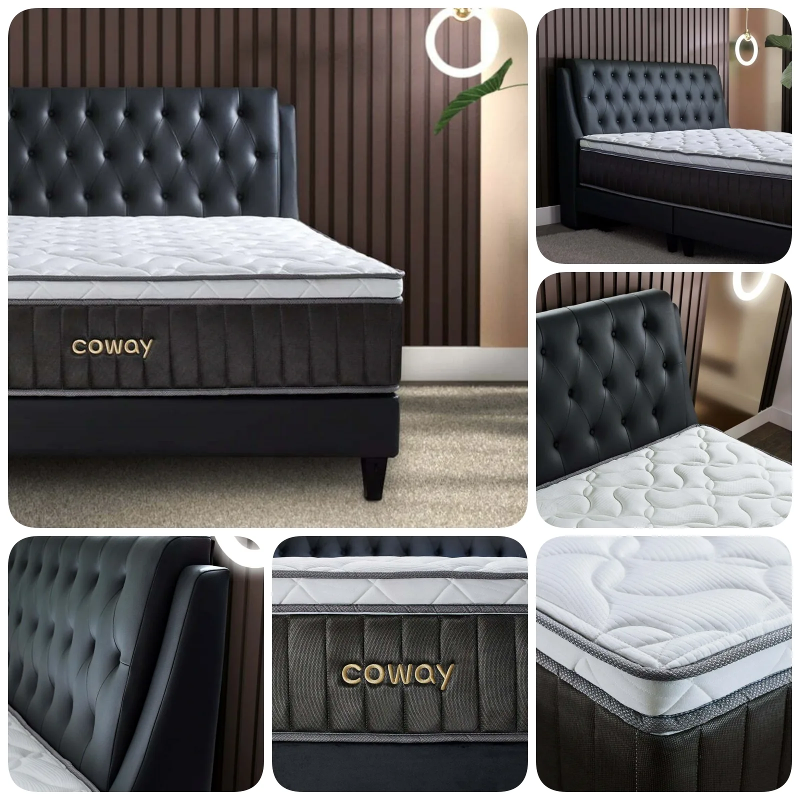 PRIME II MATTRESS DARK GREY PU LEATHER BED FRAME